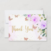 Lavender Floral Butterfly Baby Dusche Danke (Vorderseite)