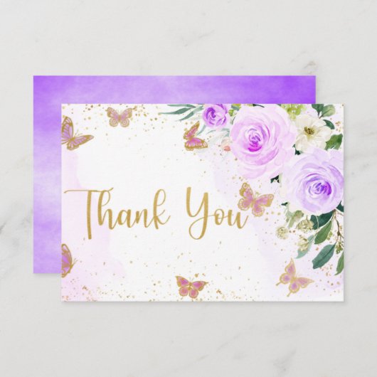Lavender Floral Butterfly Baby Dusche Danke (Vorne/Hinten)