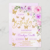 Lavender Floral Butterfly Baby Dusche Einladung (Vorne/Hinten)