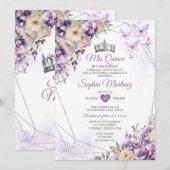 Lavender Floral Butterfly Lila Mis Quince Einladung (Vorne/Hinten)