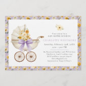 Lavender Floral Carriage Baby Shower Invite Einladung (Vorderseite)