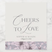 Lavender Floral “Cheers to Love” Wedding Weinetikett (Einzelnes Label)