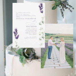 Lavender Floral Couple Foto Wedding Einladung