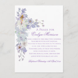 Lavender Floral Cross Baptism Prayer Card Begleitkarte
