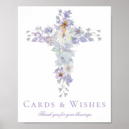 Lavender Floral Cross Baptism Welcome Poster