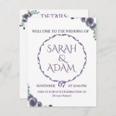 Lavender Floral Details Card Begleitkarte (Vorne/Hinten)