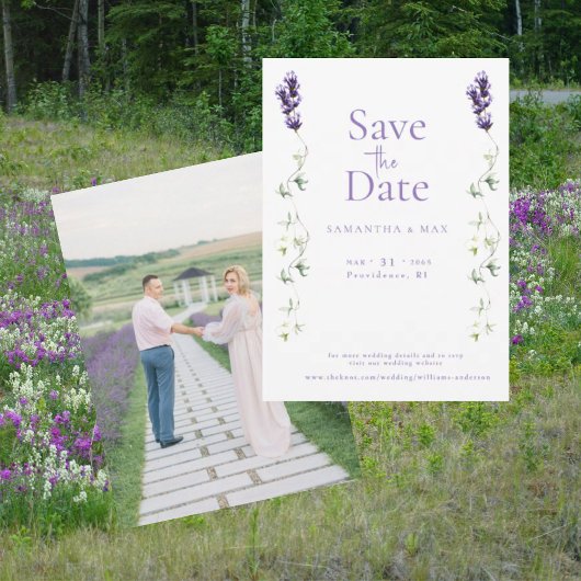 Lavender Floral Die Zwei von uns Foto Save the Dat Date