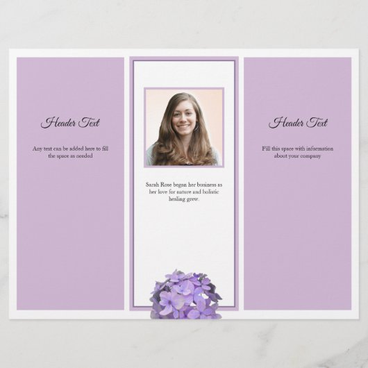 Lavender Floral dreit-fold Business Broschüre Foto (Hinten)