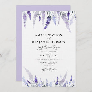 Lavender Floral Dusty Lila Mauve Lilac Wedding Einladung