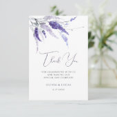Lavender Floral Dusty Lila Wild Blume Hochzeit Dankeskarte (Stehend Vorderseite)