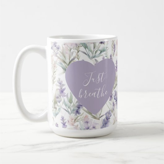 Lavender Floral einfach atmen ruhige Motivation Kaffeetasse (Links)
