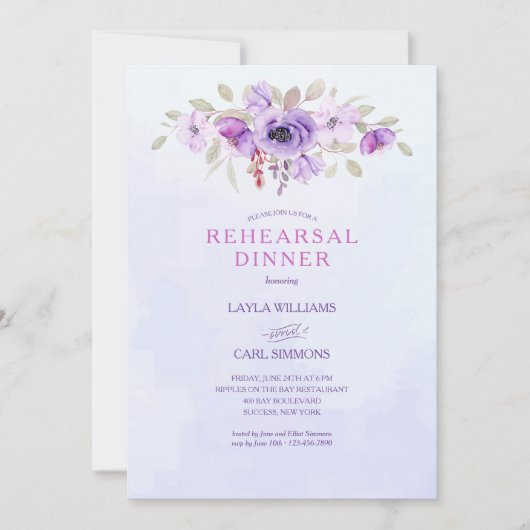 Lavender Floral Einladung (Vorderseite)