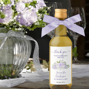 Lavender Floral Elegant Wedding Danke Mini Weinetikett