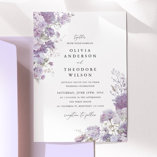 Lavender Floral Elegant Wedding Einladung
