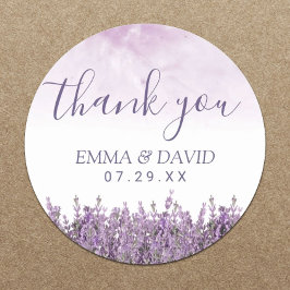 Lavender Floral Elegant Wedding Vielen Dank Runder Aufkleber
