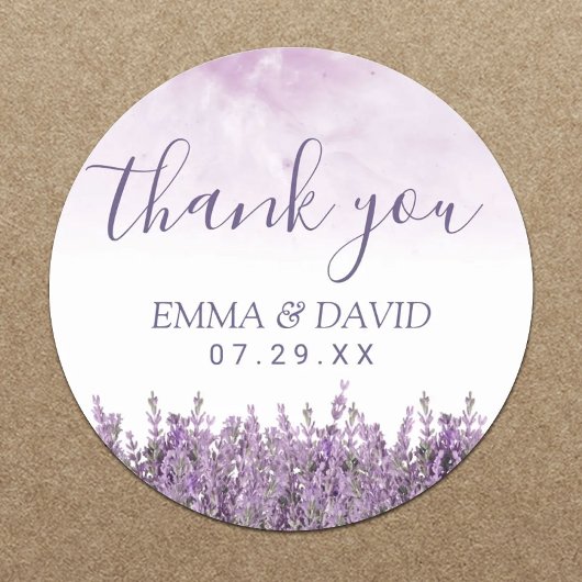 Lavender Floral Elegant Wedding Vielen Dank Runder Aufkleber