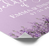 Lavender Floral Elegante Lila Hochzeit Willkommen Poster (Ecke)