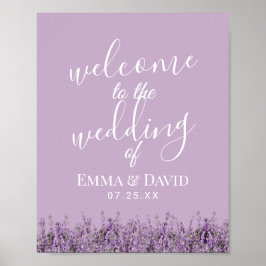 Lavender Floral Elegante Lila Hochzeit Willkommen Poster