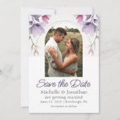 Lavender Floral Foto Bible Verse Hochzeit Save The Date (Vorderseite)