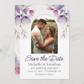 Lavender Floral Foto Bible Verse Hochzeit Save The Date (Vorne/Hinten)