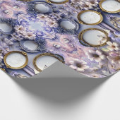 Lavender Floral Frames with Antique Gold Accents Geschenkpapier (Ecke)