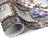 Lavender Floral Frames with Antique Gold Accents Geschenkpapier (Rolleneckpunkt)