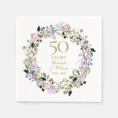 Lavender Floral Garland 50. Hochzeitstag Serviette (Vorderseite)