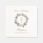 Lavender Floral Garland Gold Taufe Christening Serviette (Vorderseite)