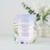 Lavender Floral Geometric Wedding Guest Details Begleitkarte (Stehend Vorderseite)