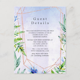 Lavender Floral Geometric Wedding Guest Details Begleitkarte