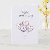 Lavender Floral Heart Balloons Valentine's Day Karte (Gelbe Blume)