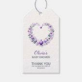 Lavender Floral Heart Danke Baby Dusche Geschenkanhänger (Vorderseite)