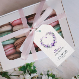 Lavender Floral Heart Danke Baby Dusche Geschenkanhänger