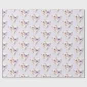 Lavender Floral Heart Pink Butterflies Birthday Geschenkpapier (Flach)