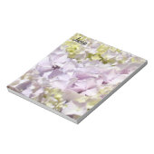 Lavender Floral Hydrangea Notepad Ihr Name benutze Notizblock (Rotiert)