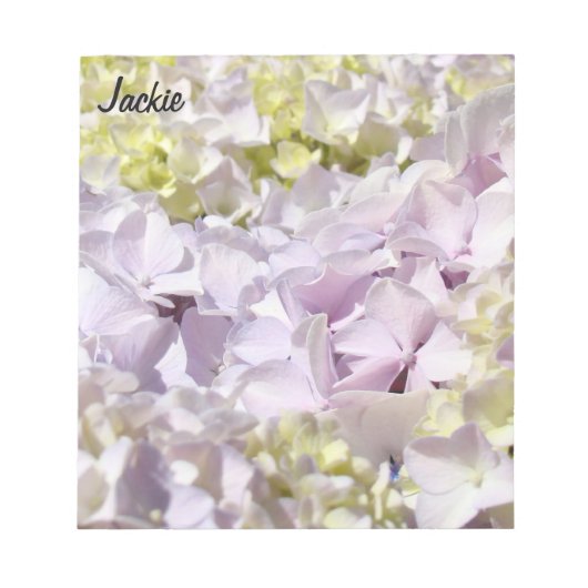 Lavender Floral Hydrangea Notepad Ihr Name benutze Notizblock (Vorderseite)