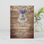 Lavender Floral Jar String Lights Rustische Hochze Einladung (Stehend Vorderseite)