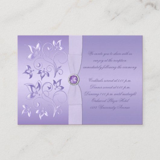 Lavender Floral Jeweled Empfang Card Begleitkarte (Vorderseite)