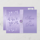 Lavender Floral Jeweled Save the Date Postcard Ankündigungspostkarte (Vorne/Hinten)