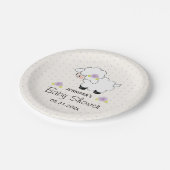 Lavender Floral Lamb Baby Dusche Pappteller (Schrägansicht)