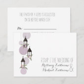Lavender Floral Lanterns Garden Wedding UAWG RSVP Karte (Vorne/Hinten)