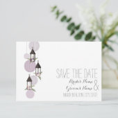 Lavender Floral Lanterns Hochzeit speichern das Da Save The Date (Stehend Vorderseite)
