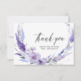 Lavender Floral Lilac Mauve Elegantes Brautparty Dankeskarte