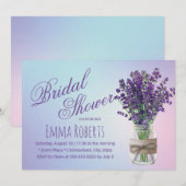 Lavender Floral Mason Jar Pastel Brautparty Einladung (Vorne/Hinten)