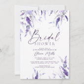 Lavender Floral Mauve Dusty Lila Brautparty Einladung (Vorderseite)