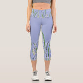 Lavender Floral Mode High Waist Yoga Capri Leggings (Vorderseite)