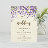 lavender floral moderne Hochzeit Einladung (Stehend Vorderseite)