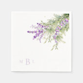 Lavender Floral Monogram Wedding Cocktail Serviette (Vorderseite)