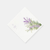 Lavender Floral Monogram Wedding Cocktail Serviette (Ecke)
