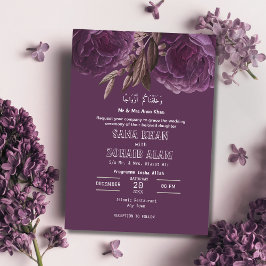Lavender Floral Nikah Islamische Hochzeit Einladun Einladung